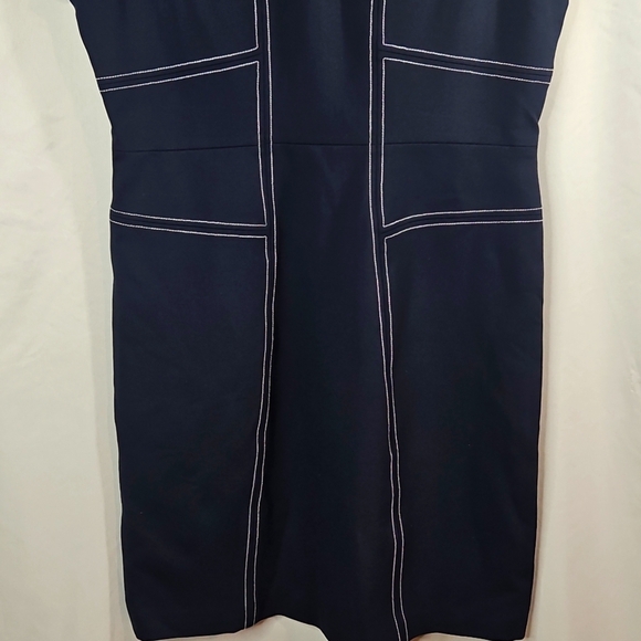 Brooks Brothers Navy Blue Sheath Dress V-Neck Short Sleeve Size Large - Picture 4 of 6